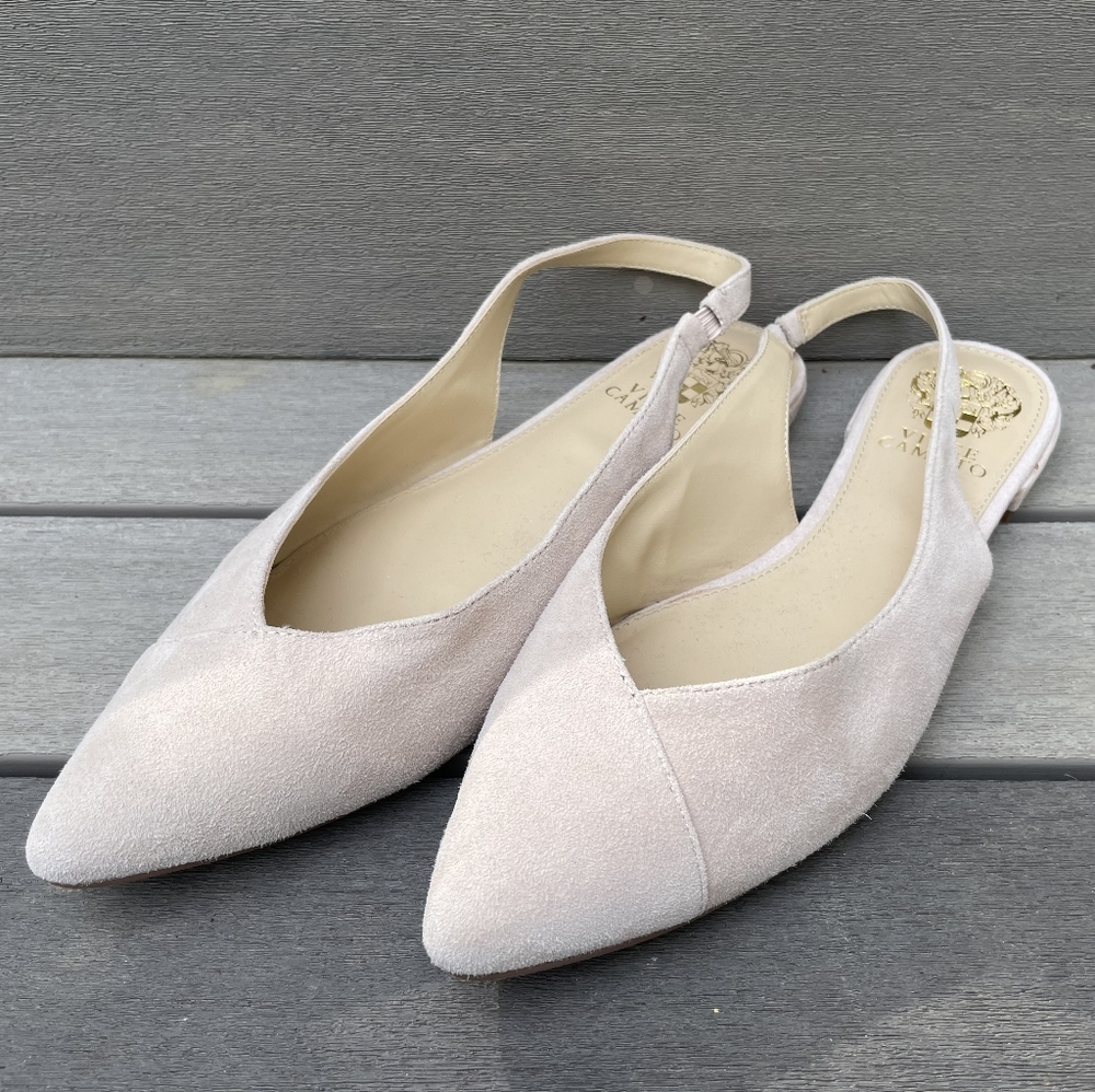 Vince Camuto Tan Suede Slingback Flats 8.5M - Worn Twice